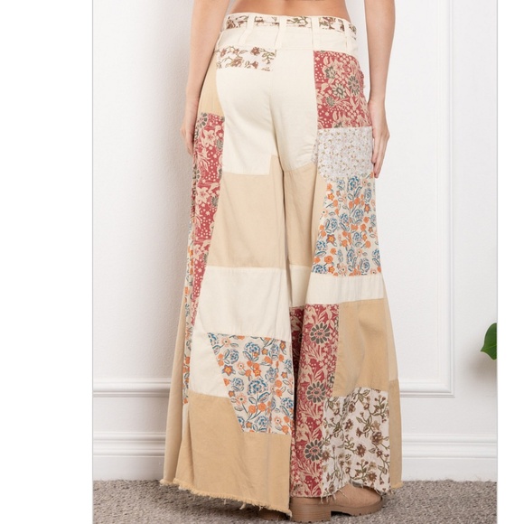 Blue Velvet “ Watertown 2 “ Blue Velvet Patchwork Mixed Fabric Pants 90 - Picture 3 of 5